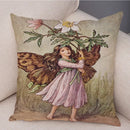 Axyaa Flower Girl Cushion Set - Fairy Tale Decor for Living Room, Bedroom Sofa