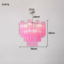 Axyaa Clear Pink Glass Tube Chandelier Luxury Ceiling Pendant Light