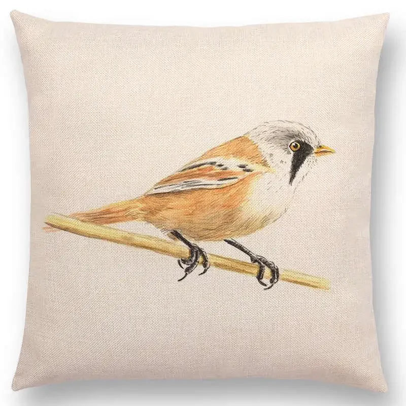 Birds Painting Cushion Cover - Axyaa Collection: Robin, Titmouse, Toucan, Sparrow, Firecrest, Cardinal, Bullfinch