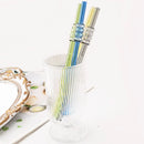 Axyaa Glass Drinking Straw Set with Brush - 4Pcs Smoothies Cocktails Bar Accessories