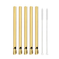Axyaa 304 Stainless Steel Reusable 5Pcs Bubble Tea Straw Set with Brush and Spoon