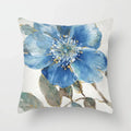 Luxurious Blue Bird Floral Pillowcase by Axyaa - 45x45cm Square Decor for Home & Office