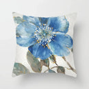 Luxurious Blue Bird Floral Pillowcase by Axyaa - 45x45cm Square Decor for Home & Office