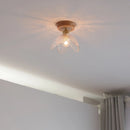 Axyaa Glass Wood LED Ceiling Lights Fixture Modern Ceiling Lamp