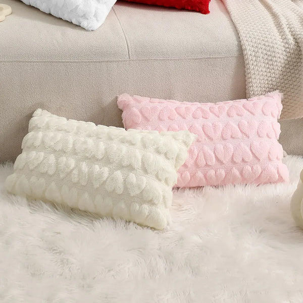 Pink Love Quilted Throw Pillow Cover by Axyaa - Plush Cushion for Sofa & Home Decor