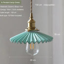 Axyaa Nordic Ceramic Pendant Light Brass Vintage Adjustable Hanging Light