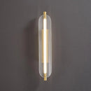 Axyaa Brass Gold Clear Glass Wall Light for Living Room and Bedroom