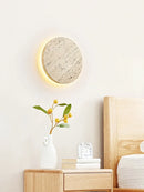 Axya Stone Round Wall Lamp for Bedroom Retro Decor 20cm 25cm 30cm