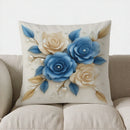 Axyaa Blue & Cream Floral Throw Pillow Cover for Sofa, Bedroom, Car & Home Decor