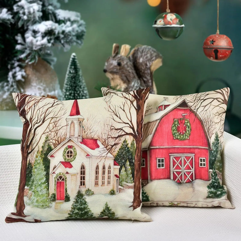 Axyaa Xmas Retro Series Christmas Pillow Covers 45x45CM - Custom Zippered Pillowcase