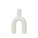Axyaa White Striped Ceramic Vase – Modern Minimalist Living Room Tabletop Decoration