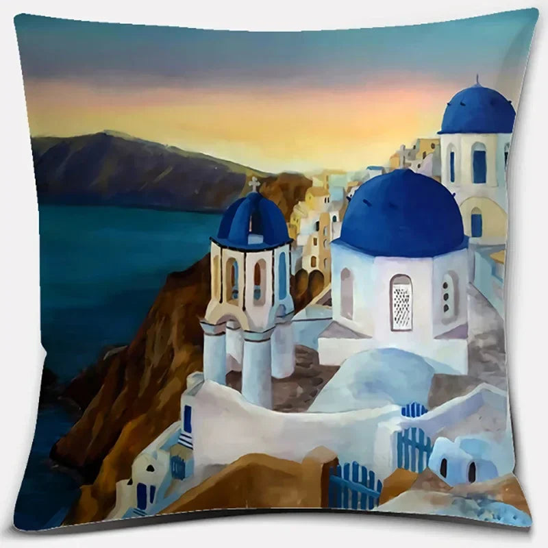 Axyaa Santorini Series Pattern Pillowcase Square Cushion Cover Home Sofa Decor