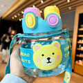 Axyaa Kawaii Bear 1L Water Bottle with Straw, Cute Design for Kids, Travel-friendly