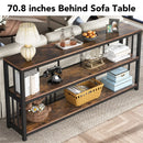 Axyaa Industrial 3 Tier Console Table for Entryway, 70.89" Rustic Sofa Table