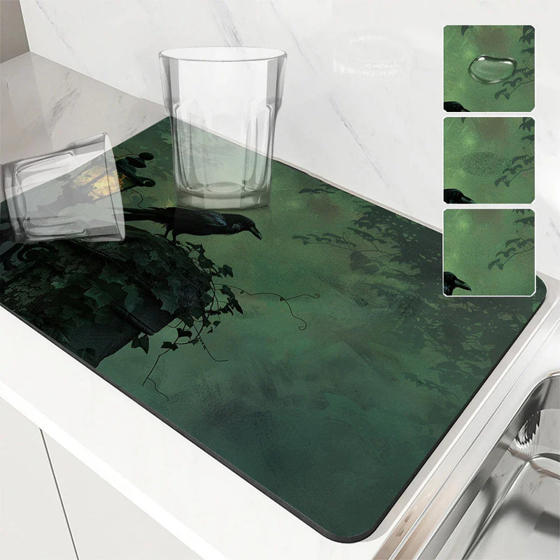 Axyaa Halloween Vine Kitchen Antiskid Drying Mat - Quick Dry & Absorbent