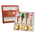 Axyaa Christmas Spoon Fork Set 2/4Pcs, Festive Dessert Fruit Fork, Santa Elk Doll Spoon