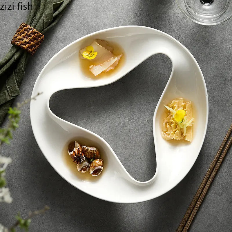 Axya Ceramic Restaurant Dinner Plate Set for Sushi, Dessert, Fruits, and Snacks