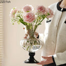 Axyaa Relief Glass Vase: Elegant Hydroponic Plant Pot for Stylish Floral Arrangements