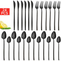 Axyaa 24-Piece Black Stainless Steel Christmas Dinnerware Set