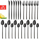 Axyaa 24-Piece Black Stainless Steel Christmas Dinnerware Set