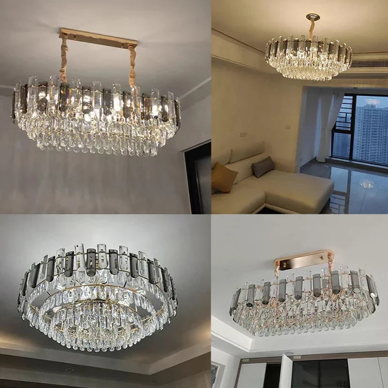 Axyaa Crystal Pendant Chandelier for Luxury Living and Dining Room Lighting