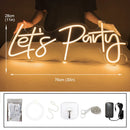 Axyaa Let's Party Neon Sign Cool White Background Party Lights/Event Atmosphere Decoration