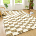 Axyaa Tie-Dye Checkerboard Area Rug for Retro Home Decor