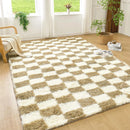 Axyaa Tie-Dye Checkerboard Area Rug for Retro Home Decor