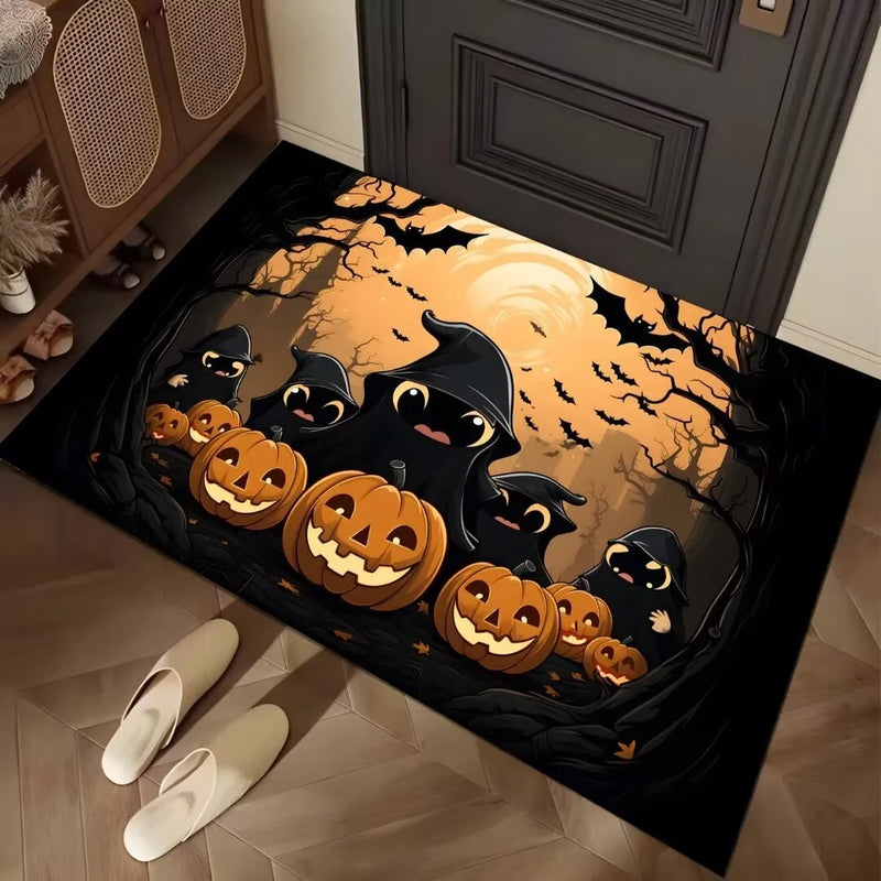 Axyaa Halloween Night Floor Mat - Horror Pumpkin Ghost Design