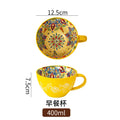 Axyaa 400ml Bohemian Ceramic Mugs for Coffee, Milk, Oatmeal, Microwaveable