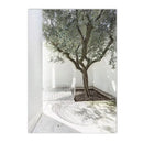 Axyaa Canvas Poster Painting: Olive Green Leaf Tree Wall Art Print Ancient Architecture Puglia