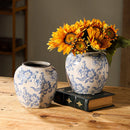 Axyaa Blue White Porcelain Vases Chinese Ceramic Home Decor Retro Floral Arrangements