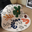 Axyaa Flower Pastoral Small Fresh Round Rug for Bedroom Dresser, Living Room Non-Slip Carpet