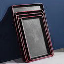 Axyaa Black Wood Grain Rectangular Tray for Kitchen Tableware and Cup Storage