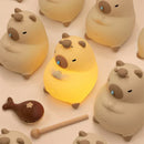 Axyaa Cartoon Capybara Silicone Night Light: USB Rechargeable, Dimmable, Timer for Kids' Room.