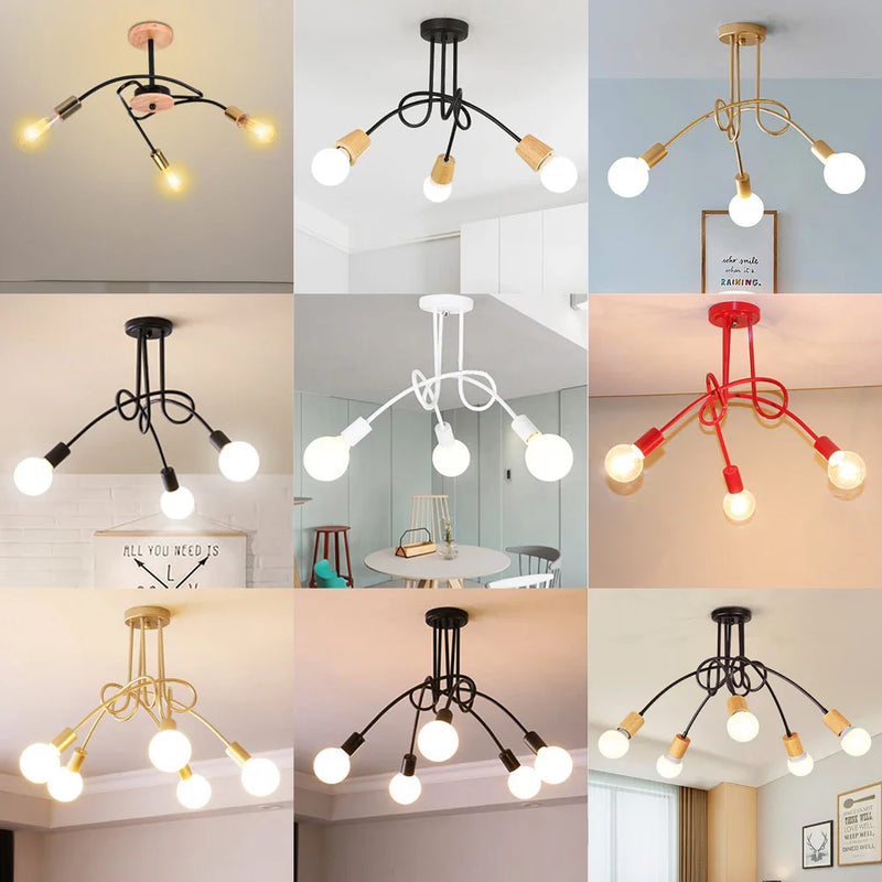 Axya Nordic Sputnik Chandelier Iron Ceiling Lamp for Kitchen Living Room