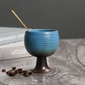 Axyaa Ceramic Coffee Cup Set with Spoon, Coarse Pottery Goblet for Home Decor