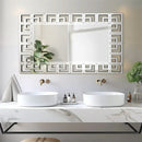 Axyaa 48" Silver Hollow-out Wall Mirror for Hallway, Living Room, Fireplace