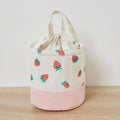 Axyaa Cute Drawstring Fruit Embroidery Lunch Bag for Kids, Thermal Insulated Tote