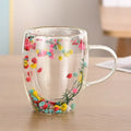 Axyaa Double Wall Glass Cup with Dried Flower Handle