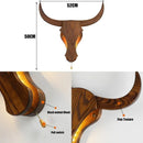 Axyaa Wooden Animal Head Wall Light, Modern Nordic Bull Elephant Lamp for Home Decor