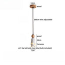 Axyaa Yellow Travertine Glass LED Pendant Lamp Vintage Wood Kitchen Island Hanging Light