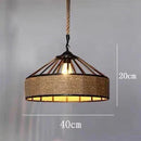 Axyaa Vintage Hemp Rope Iron Cage Chandelier - Industrial Wind Edison Bulb Pendant Lamp