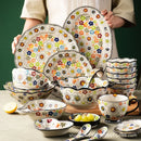 Axyaa Retro Double Ear Ceramic Bowls Set for Household Tableware