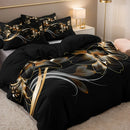 Axyaa Golden Floral Pattern Bedding & Quilt Cover Set: Soft, Comfortable, Perfect for Bedrooms