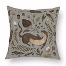 Axyaa Retro Flower Fox Pillowcase in Peach Skin Velvet.
