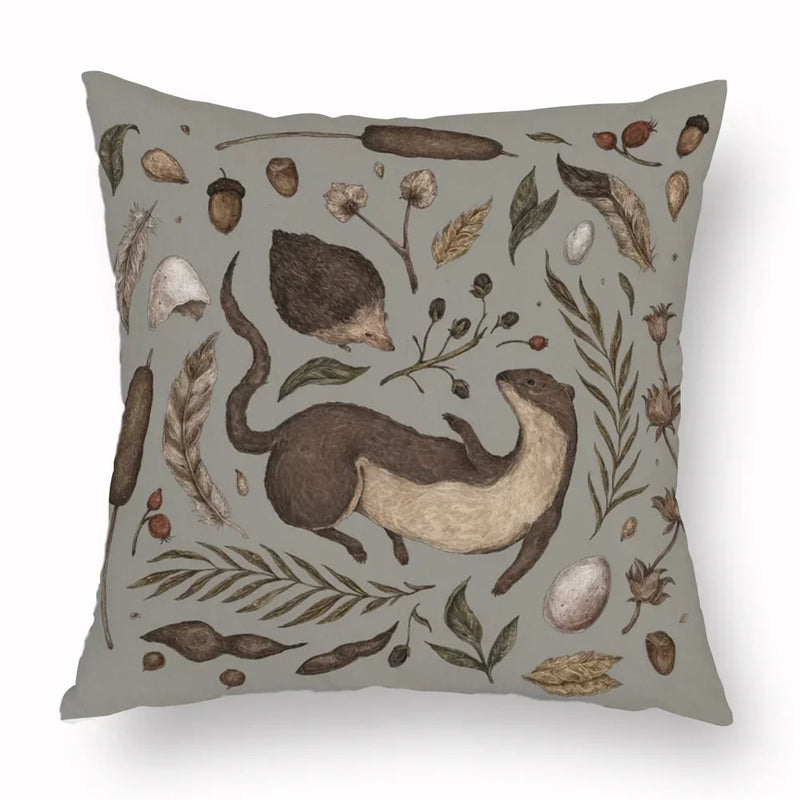 Axyaa Retro Flower Fox Pillowcase in Peach Skin Velvet.