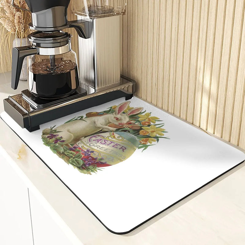 Easter Rabbit Print Kitchen Drying Mat Set by Axyaa
