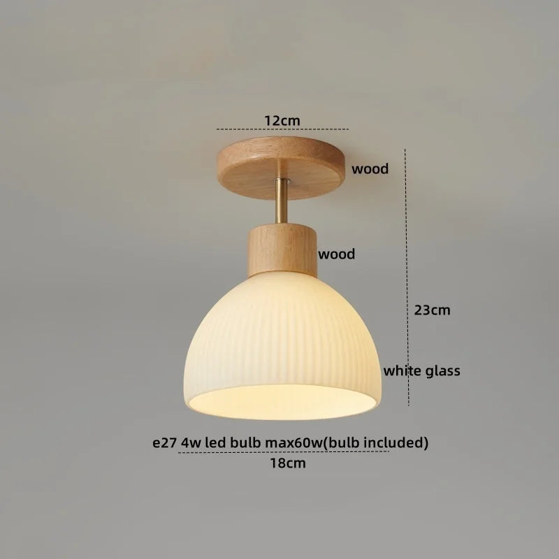 Axyaa Modern Wood Glass LED Ceiling Light for Kitchen Living Room Decor
