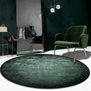 Axyaa Green Plush Round Carpet for Modern Minimalist Home Decor
